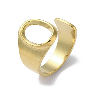 Real 18K Gold Plated 304 Stainless Steel Initial Letter Open Cuff Ring RJEW-H215-09G-02-1