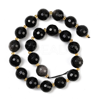 Natural Silver Sheen Obsidian Beads Strands G-C249-A01-16mm-1