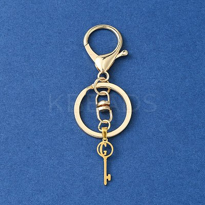 304 Stainless Steel Initial Letter Key Charm Keychains KEYC-YW00004-07-1