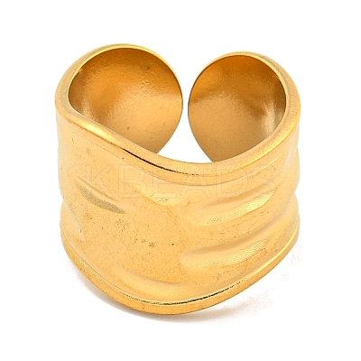 Ion Plating(IP) 304 Stainless Steel Open Cuff Finger Rings RJEW-P114-12G-1
