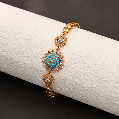 Sunflower Brass Link Bracelets for Women YB0749-1