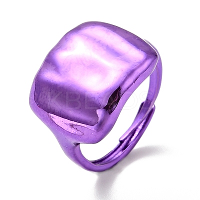 Brass Rectangle Signet Adjustable Ring for Women RJEW-G254-01B-1