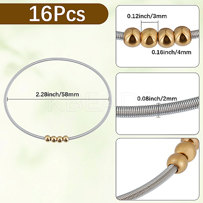 16Pcs Stainless Steel Satellite Chains Stretch Bracelet for Women BJEW-SP0001-16B-1