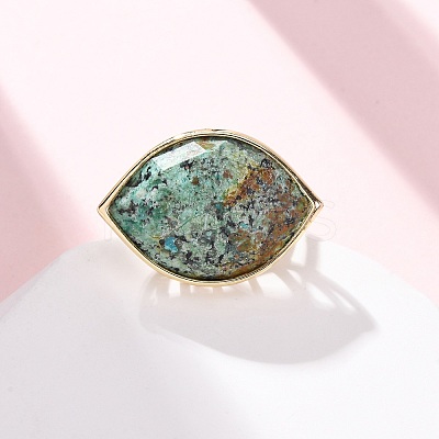 Horse Eye Natural African Turquoise(Jasper) Cuff Rings RJEW-M076-04G-06-1