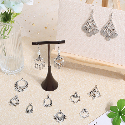 48Pcs 8 Style Tibetan Style Alloy Chandelier Component Links TIBE-SC0009-26-1