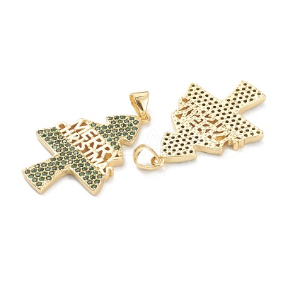Brass Micro Pave Cubic Zirconia Pendants ZIRC-J038-02D-1