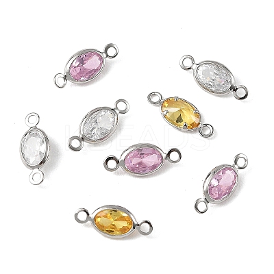 SHEGRACE Brass Pave Cubic Zirconia Oval Connector Charms XGRQ2O871-439P-1