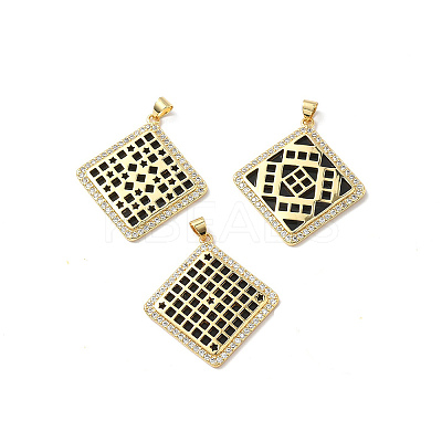 Brass Micro Pave Cubic Zirconia Resin Pendants KK-L239-047G-B-1