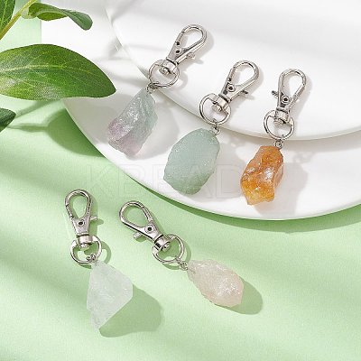 5Pcs 5 Styles Nuggets Gemstone Pendant Decoraiton HJEW-JM01435-S-1