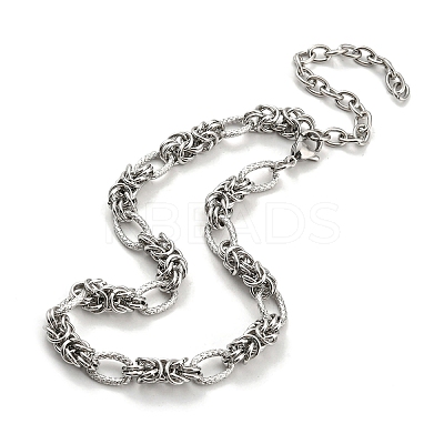 Non-Tarnish 304 Stainless Steel Byzantine Chain Necklaces NJEW-P285-03P-1