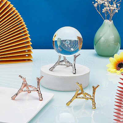 3Pcs 3 Colors Branch Crystal Ball Display Stand Alloy Metal Base ODIS-BC0001-09-1