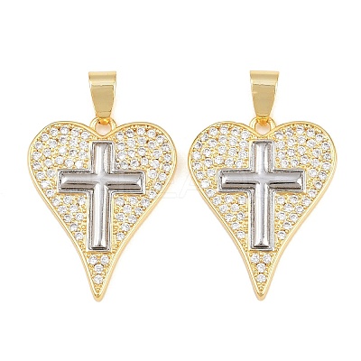 Brass Micro Pave Clear Cubic Zirconia Pendants KK-L275-71C-G-1