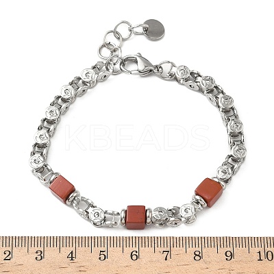 Natural Red Jasper Link Chain Bracelets for Women BJEW-Z148-06P-01-1