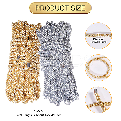 2Pcs 2 Colors Polyester Twisted Cord DIY-CA00001-1