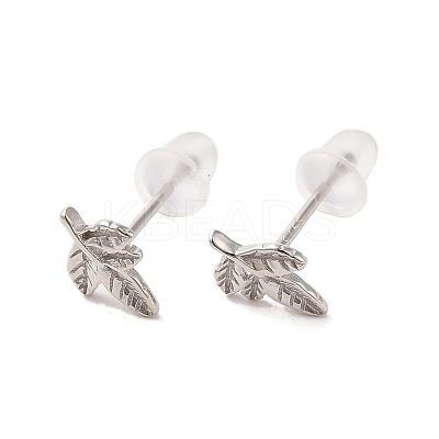 Anti-Tarnish Rhodium Plated Sterling Silver Stud Earrings for Women EJEW-D106-02P-1
