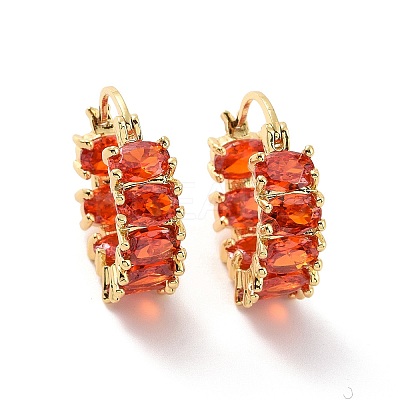 Cubic Zirconia Oval Hoop Earrings EJEW-F298-21G-1