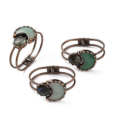 Natural Green Aventurine Hinged Bangles BJEW-G679-02R-01-1