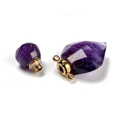 Natural Amethyst Perfume Bottle Pendants G-D058-11G-07-1