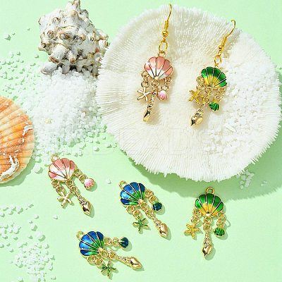 6Pcs 3 Colors Alloy Enamel Pendants ENAM-YW0003-79-1