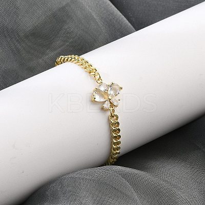 Brass Micro Pave Cubic Zirconia Link Bracelets BJEW-Z082-01G-02-1