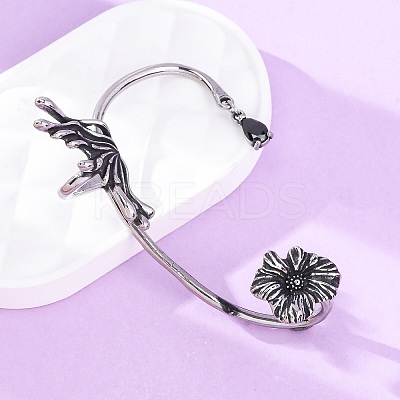 316 Surgical Stainless Steel Black Cubic Zirconia Cuff Earrings EJEW-E300-27AS-02-1