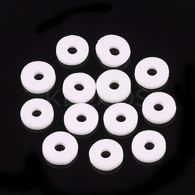 Flat Round Handmade Polymer Clay Bead Spacers CLAY-R067-3.0mm-16-1