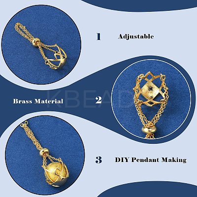 2Pcs 2 Colors Brass Pearl Cage Pendant Mounting KK-CJ0002-15-1
