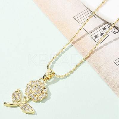 Brass Micro Pave Clear Cubic Zirconia Pendant Necklaces for Women LS-NJEW-M084-02G-01-1