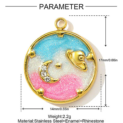 304 Stainless Steel Enamel Pendants STAS-OY003-79G-1