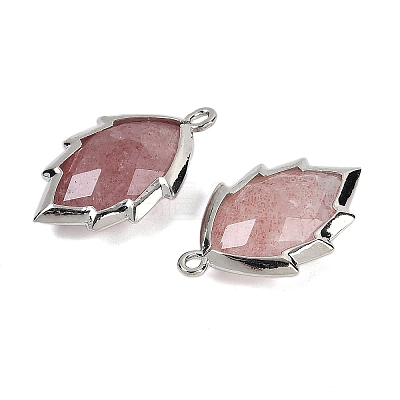 Natural Strawberry Quartz Faceted Leaf Pendants G-I375-04P-13-1