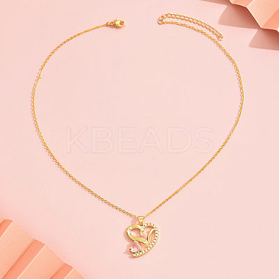Brass Micro Pave Cubic Zirconia Pendant Necklaces EB4525-1-1