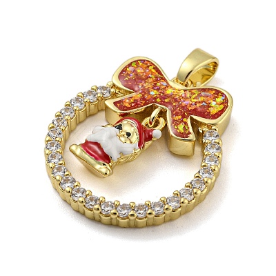 Christmas Brass Micro Pave Cubic Zirconia Pendants KK-H468-01E-01G-1