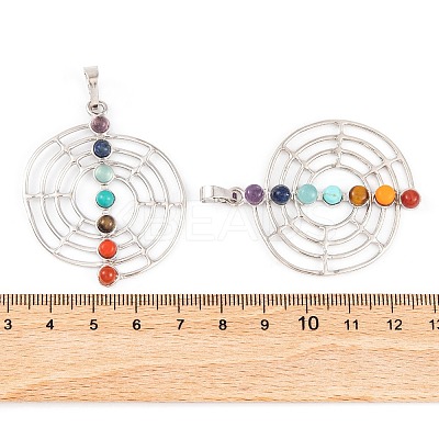 Chakra Natural Tiger Eye & Natural Lapis Lazuli & Natural Carnelian & Synthetic Turquoise & Glass Pendants G-NH0025-10P-1
