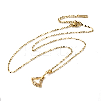 Brass Micro Pave Cubic Zirconia with Acrylic Ginkgo Leaf Pendant Necklaces for Women NJEW-E106-02KCG-1