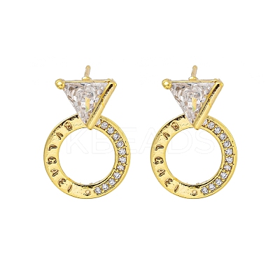 Rack Plating Brass Micro Pave Clear Cubic Zirconia Stud Earrings EJEW-T021-07G-1