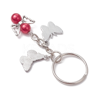 10Pcs 10 Colors Acrylic Pearl Angel Pendant Keychain KEYC-JKC01108-1