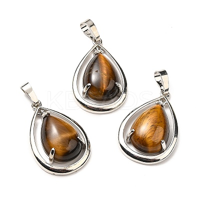 Natural Tiger Eye Pendants G-B033-04P-14-1
