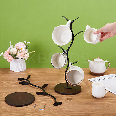 2Pcs Bamboo & Iron Mug Holder AJEW-WA0003-71-1