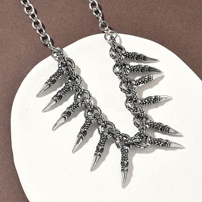 304 Stainless Steel Dragon Claw Bib Necklaces for Men NJEW-D345-02AS-1