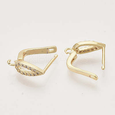 Brass Micro Pave Cubic Zirconia Hoop Earring Findings with Latch Back Closure LS-KK-T048-028G-NF-1