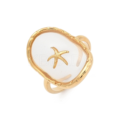 304 Stainless Steel Resin Cuff Rings for Women RJEW-D305-03G-1