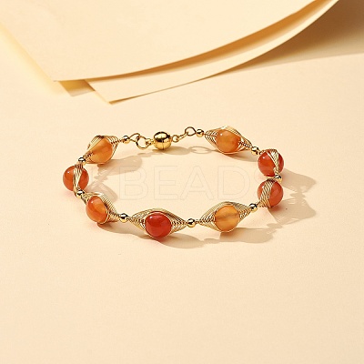 Healing Power Natural Carnelian Beaded Bracelets for Men Women X1-BJEW-TA00012-01-1