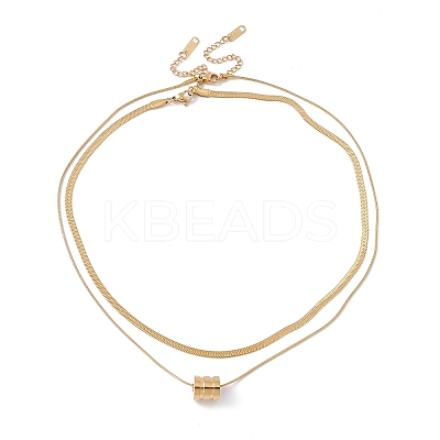 2Pcs 2 Style Ion Plating(IP) 304 Stainless Steel Column Pendant Necklaces Set NJEW-G090-03G-1