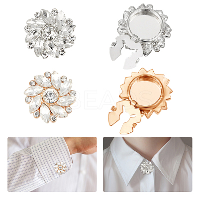 4Pcs 2 Colors Alloy Rhinestone Cufflinks DIY-NB0013-78-1