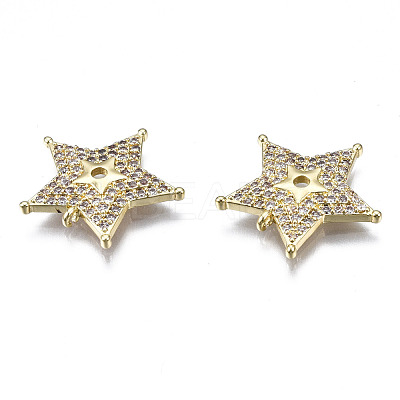 Brass Micro Pave Clear Cubic Zirconia Pendants ZIRC-S069-033G-1