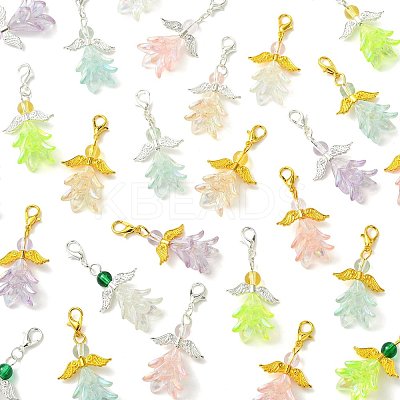 30Pcs 6 Styles Angel Acrylic & Glass Pendant Decorations HJEW-FS00074-1