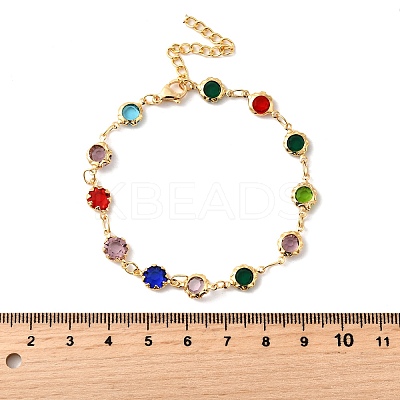 304 Stainless Steel Glass Link Chain Bracelets for Women BJEW-V010-01G-1