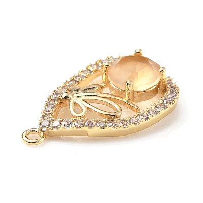 Brass with K9 Glass & Rhinestone Pendants KK-C024-10KCG-02-1