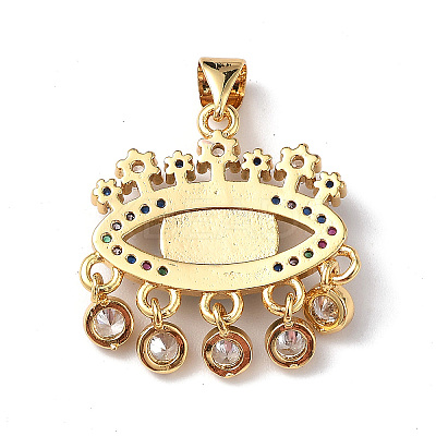 Lampwork Evil Eye Pendants with Colorful Cubic Zirconia ZIRC-L102-13G-05-1