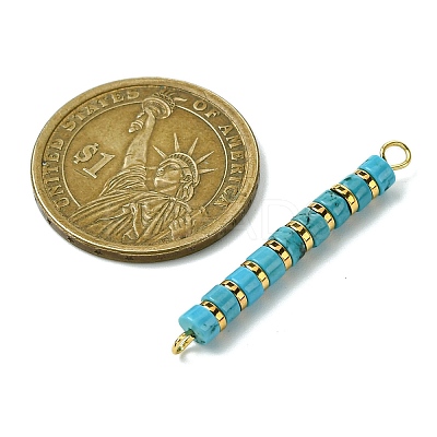 Dyed Natural Magnesite & Electroplated Synthetic Non-magnetic Hematite Heishi Connector Charms PALLOY-JF03291-05-1